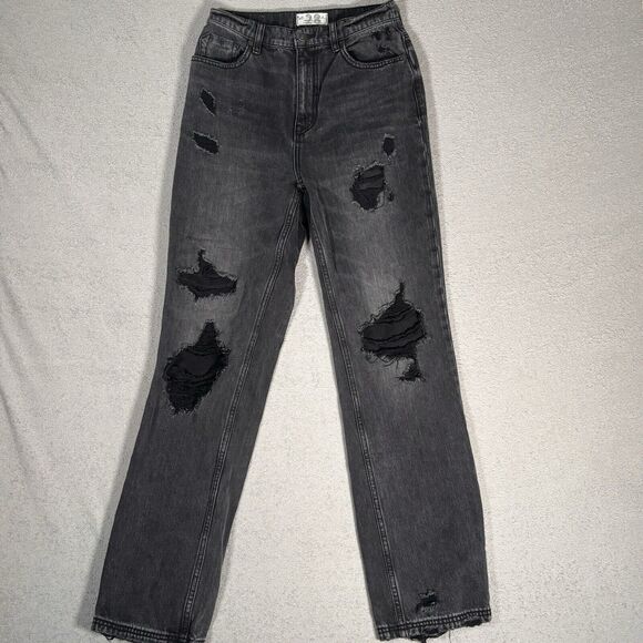 We The Free Crvy Jeans Women’s Size 28 High Rise Straight Leg Distressed Black - Picture 1 of 12